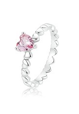 tiny pink cubic zirconia birthstone baby ring